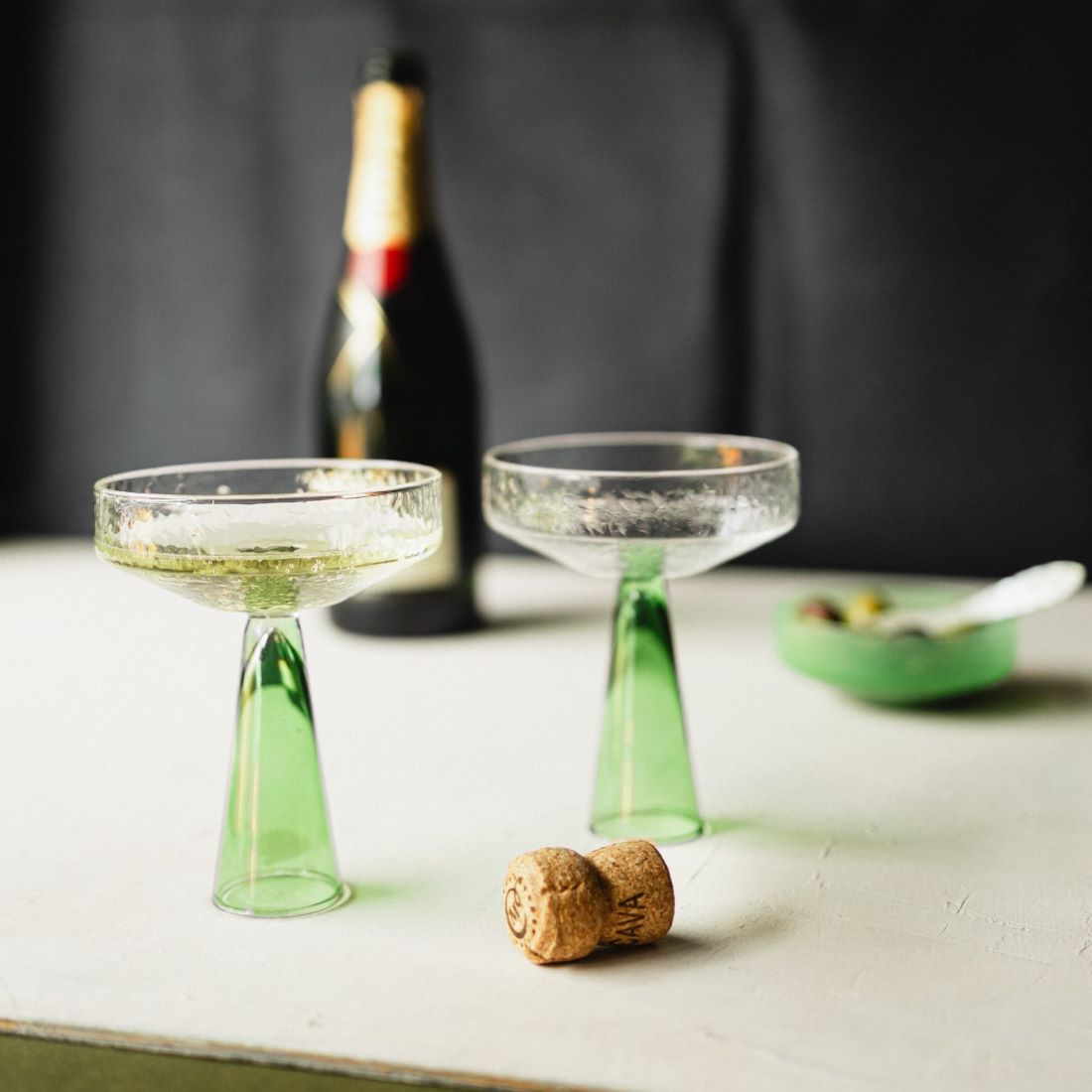 Coupe Claude, helder / groen, set van 2